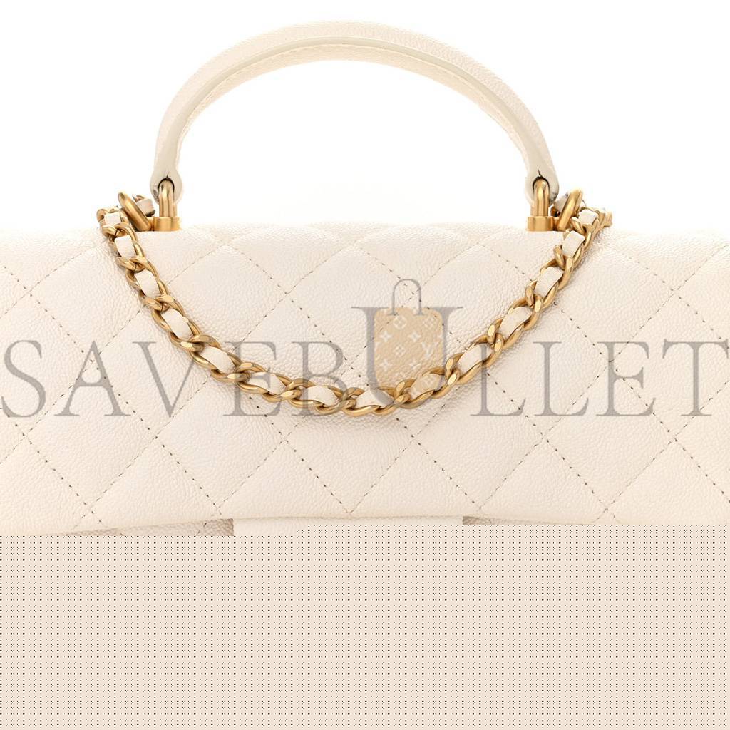 Ch*el master  caviar quilted mini top handle rectangular flap white as2431 (20*13*9cm)